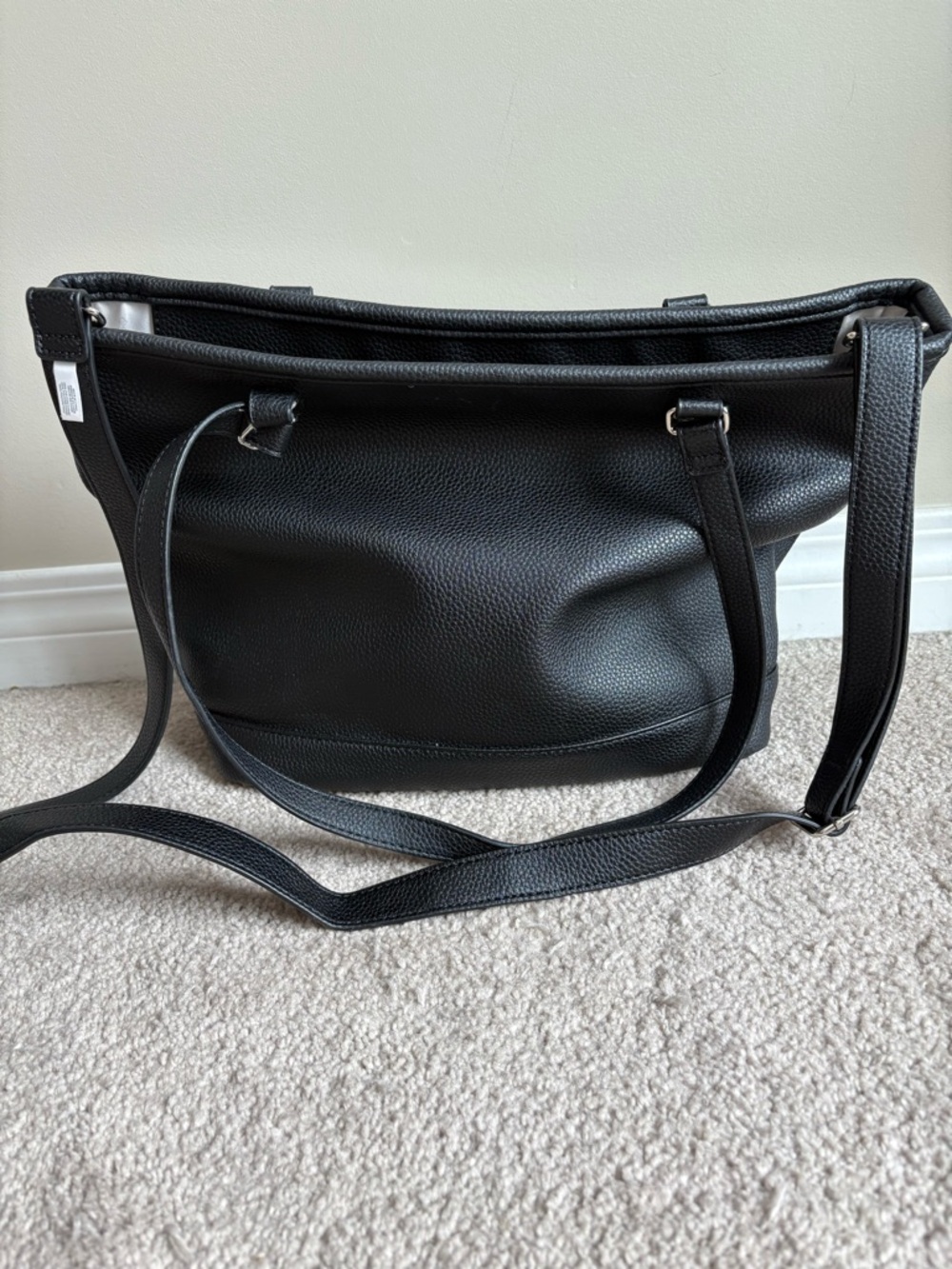 Black Bag with Long and Short Straps and Pockets